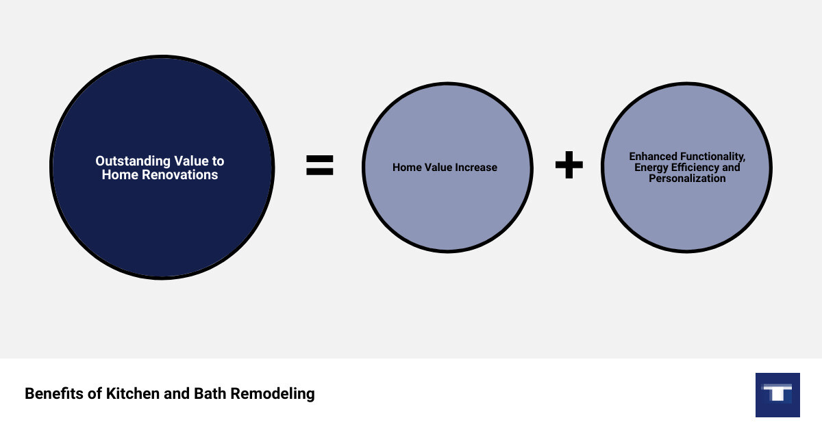 Infographic summarizing the benefits of Kitchen and Bath Remodeling infographic