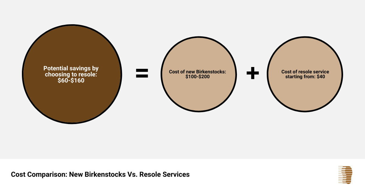 Comparing costs of new Birkenstocks and resole services infographic