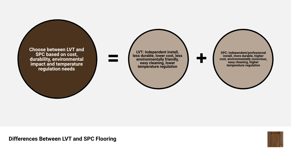 A table comparing features of lvt and spc infographic