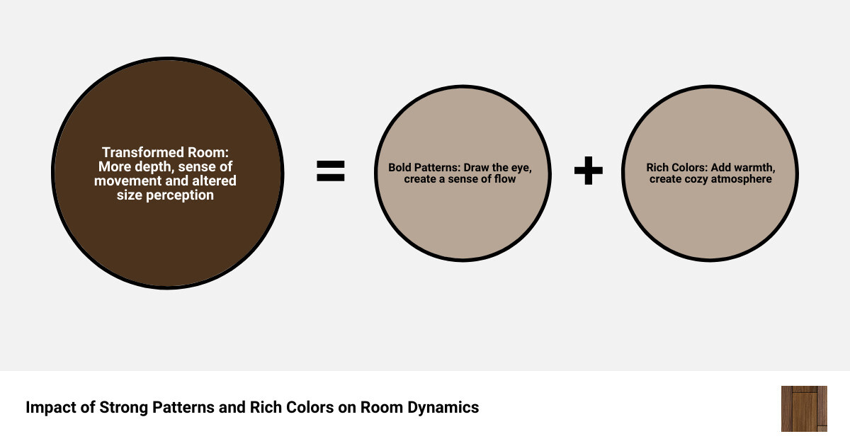 Impact of strong patterns and rich colors on room dynamics infographic