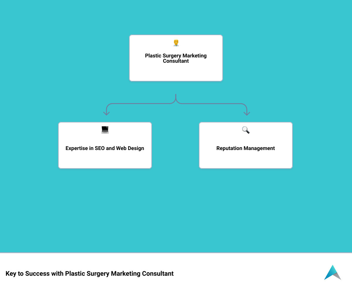 Table listing the keys to the success with a plastic surgery marketing consultant infographic