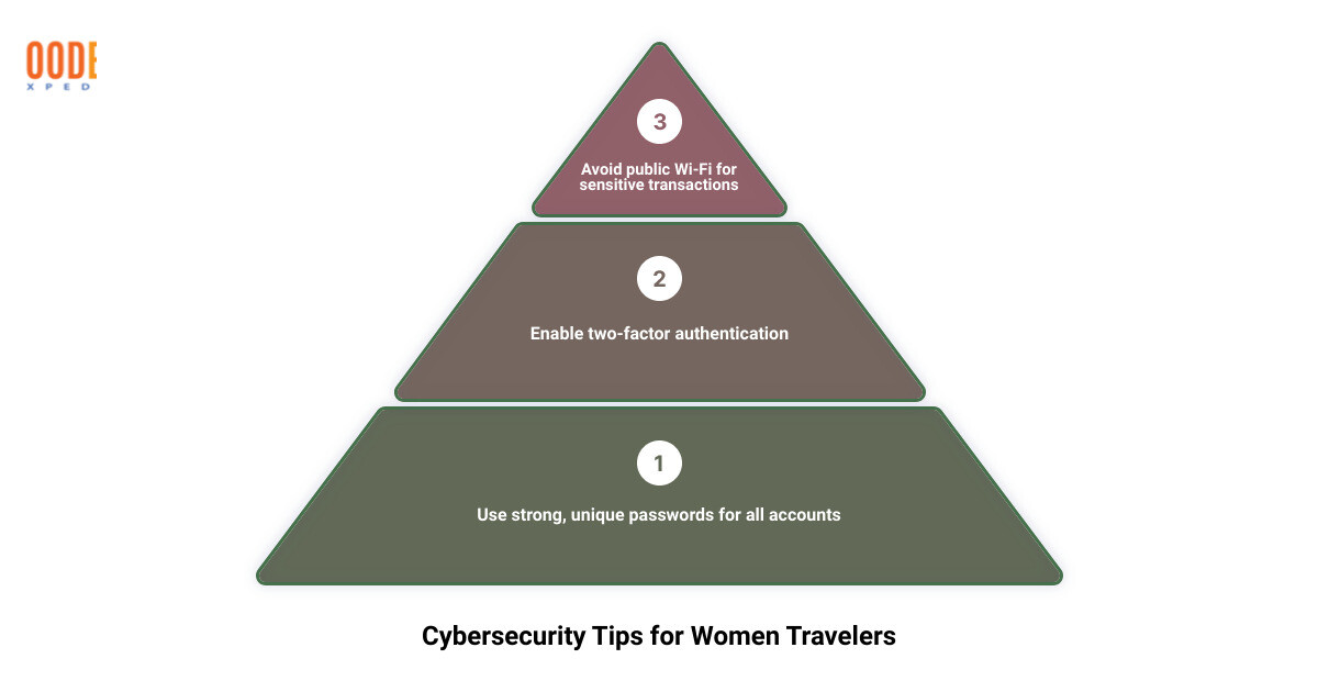 Infographic about safety precautions, dealing with societal and cultural factors, and cybersecurity tips for women travelers infographic