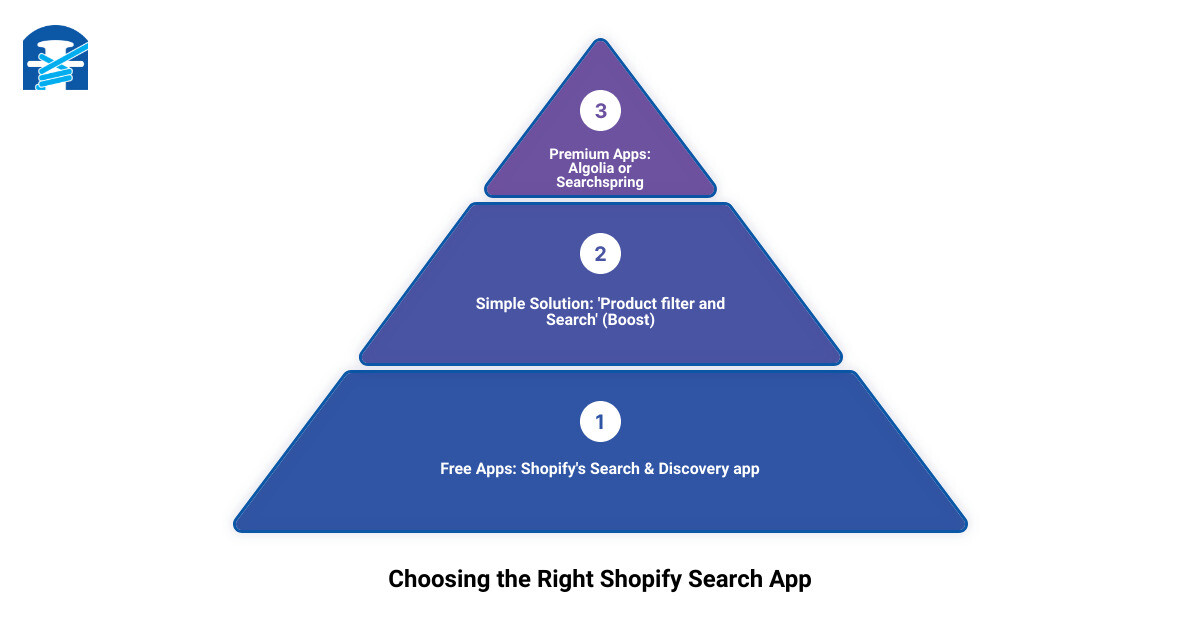 Infographic showing a comparison of different Shopify Search Apps and their primary features and benefits infographic