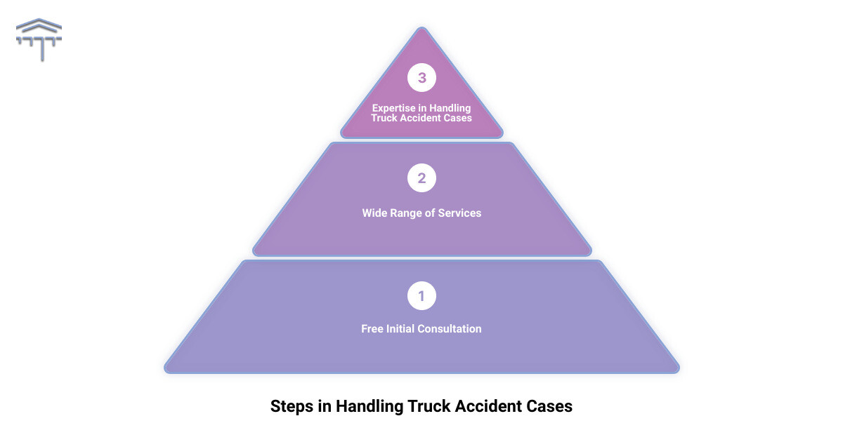 Infographic showing the steps The Boyle Law Firm takes in dealing with truck accident cases infographic