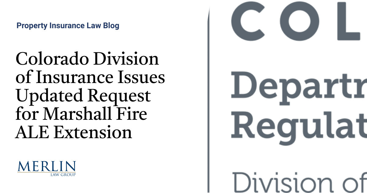 Colorado Division of Insurance Issues Updated Request for Marshall Fire