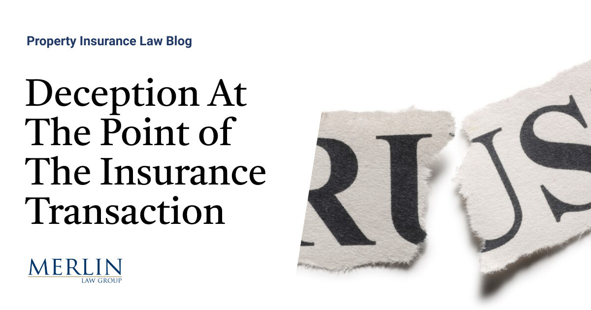 Deception At The Point of The Insurance Transaction | Property ...