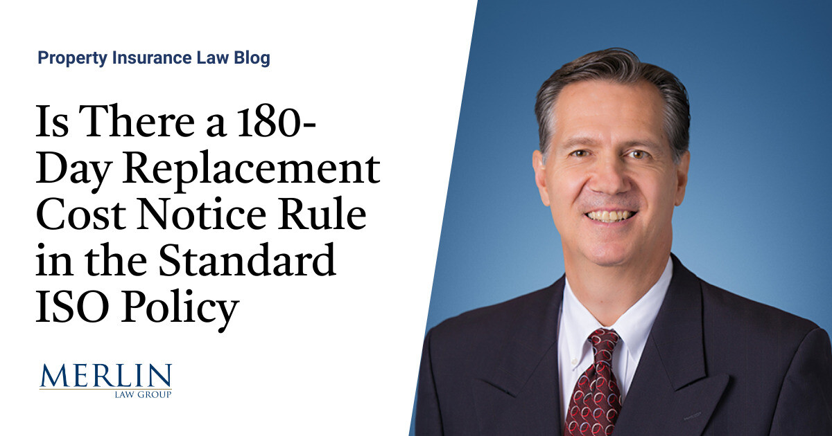 Is There a 180Day Replacement Cost Notice Rule in the Standard ISO