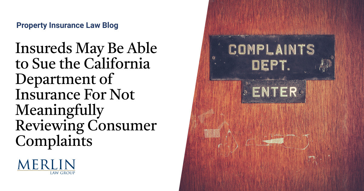 Insureds May Be Able to Sue the California Department of Insurance For