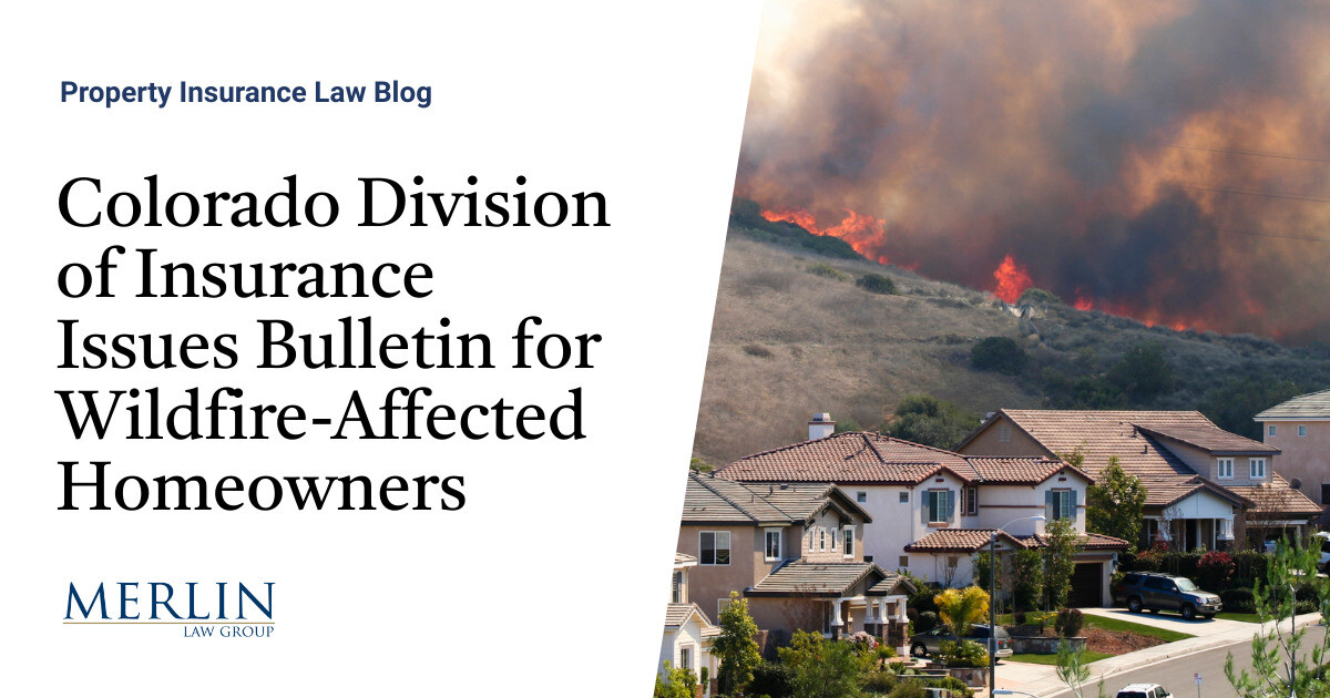 Colorado Division of Insurance coverage Points Bulletin for Wildfire-Affected Householders