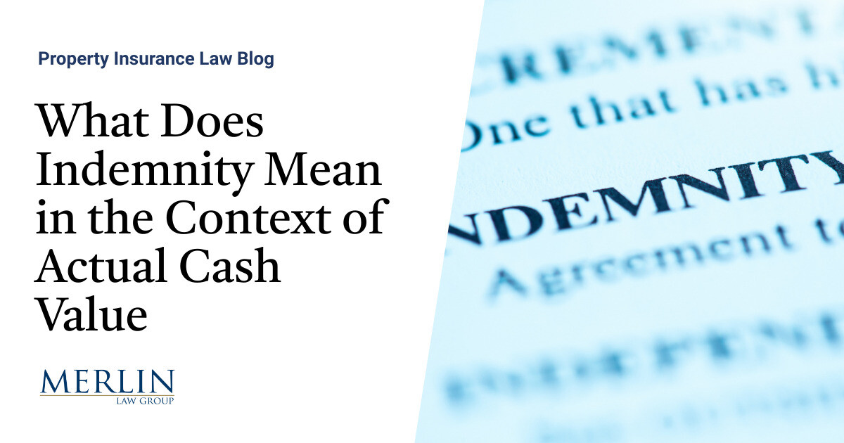 What Does Indemnity Mean in the Context of Actual Cash Value