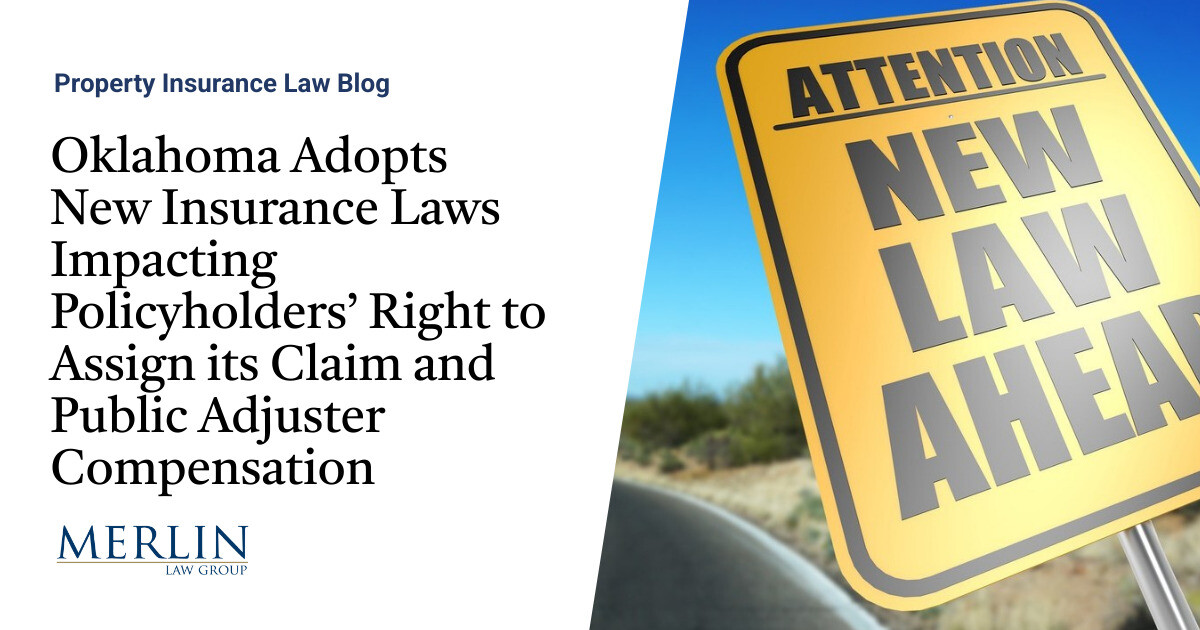 Oklahoma Insurance coverage AOB Ban and Public Adjuster Payment Cap