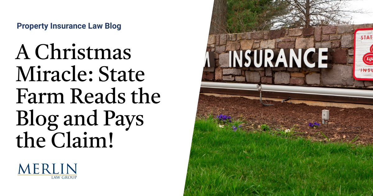 A Christmas Miracle: State Farm Reads the Weblog and Pays the Declare!