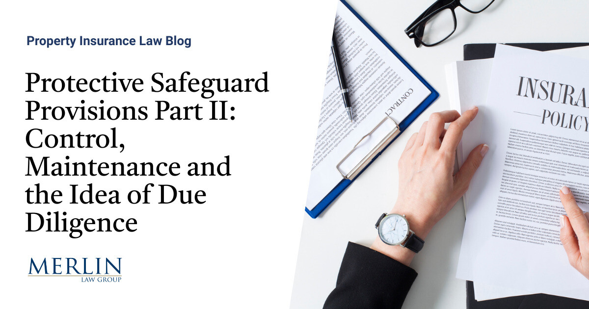 Protective Safeguard Provisions Part II Control, Maintenance and the