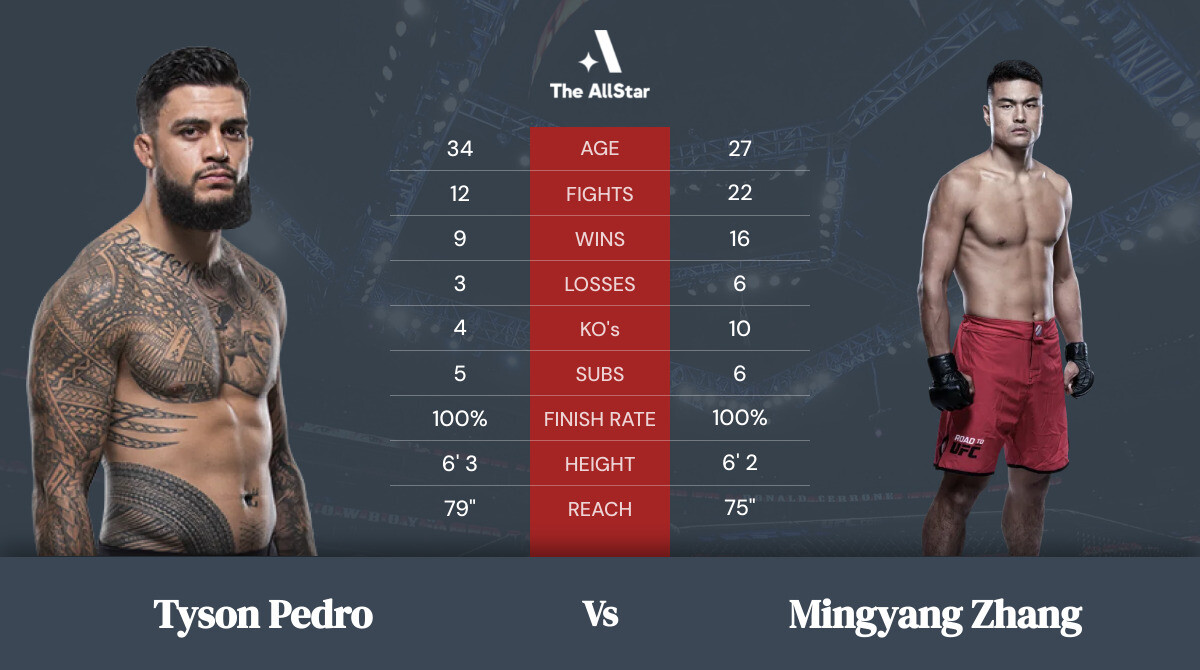 Tale of the tape: Tyson Pedro vs Mingyang Zhang