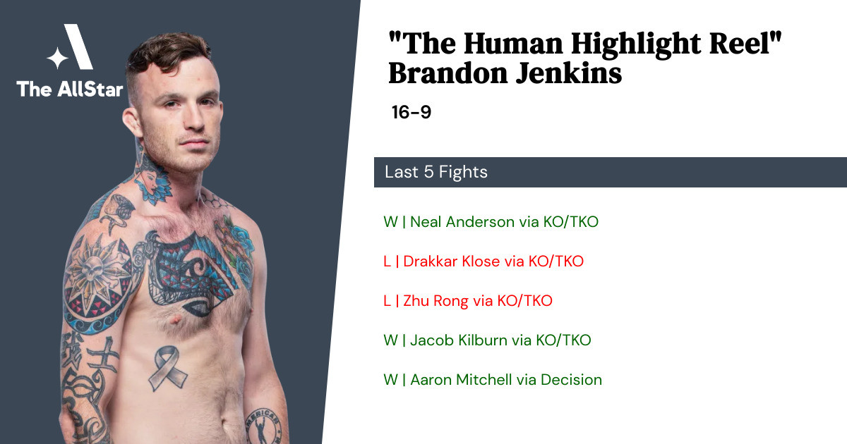 Recent form for Brandon Jenkins