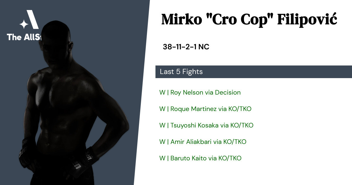 Recent form for Mirko Filipović