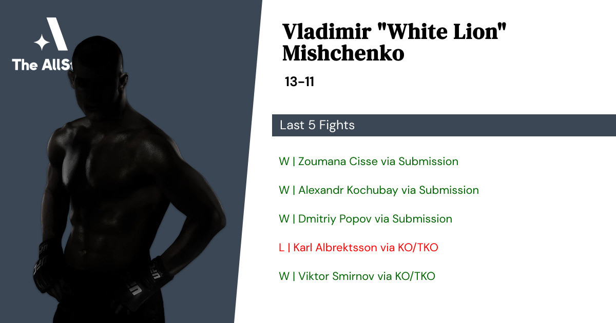 Recent form for Vladimir Mishchenko